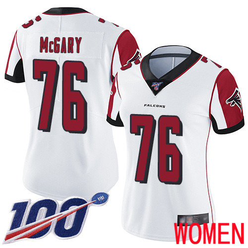 Atlanta Falcons Limited White Women Kaleb McGary Road Jersey NFL Football #76 100th Season Vapor Untouchable->women nfl jersey->Women Jersey